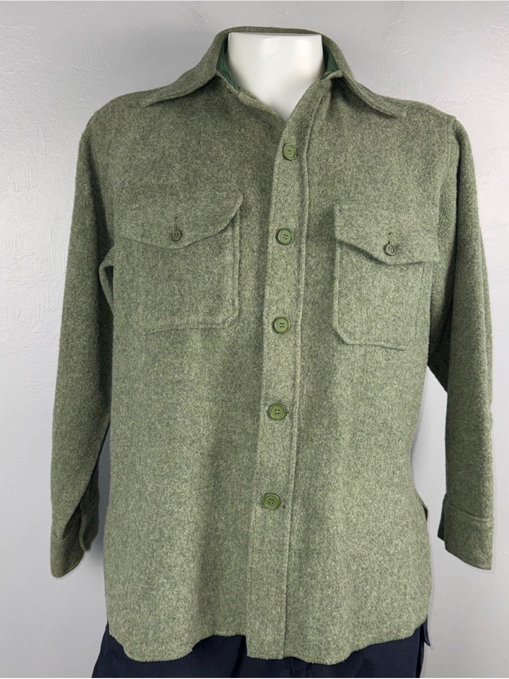 Swanndri Ranger Bush Shirt Mens L Olive Green Virgin Wool Cabincore Utility